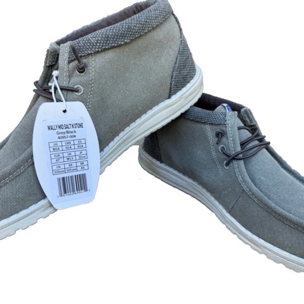 Hey Dude Wally Men's Mid Salt N Stone Slip-on Shoe Color Grey/Black  Size M14